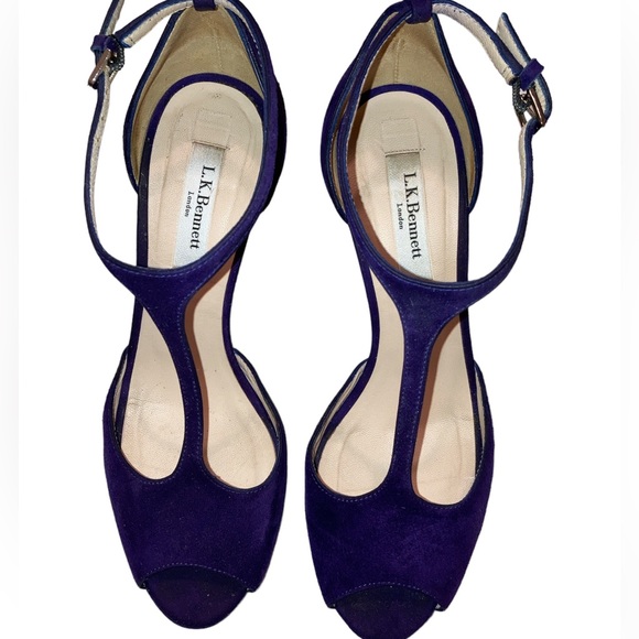 L.K.Bennett T-Strap Suede Platform Sandals - Picture 2 of 16